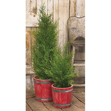 2/Set, Holiday Barrel Wooden Buckets - The Fox Decor